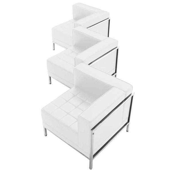 Imagination Melrose White LeatherSoft 3 Piece Corner Chair Set