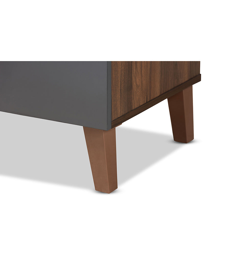 Jaeger Modern and Contemporary Two-Tone Walnut Brown and Dark Grey Finished Wood Storage Desk with Shelves