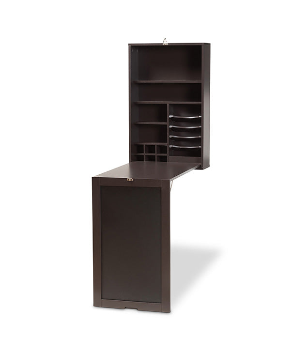 Millard Modern and Contemporary Dark Brown Finished Wood Wall-Mounted Folding Desk