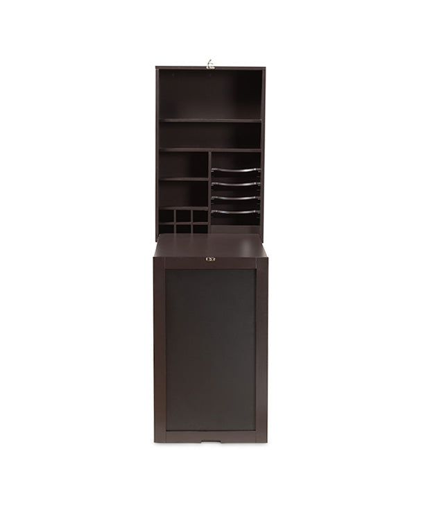 Millard Modern and Contemporary Dark Brown Finished Wood Wall-Mounted Folding Desk