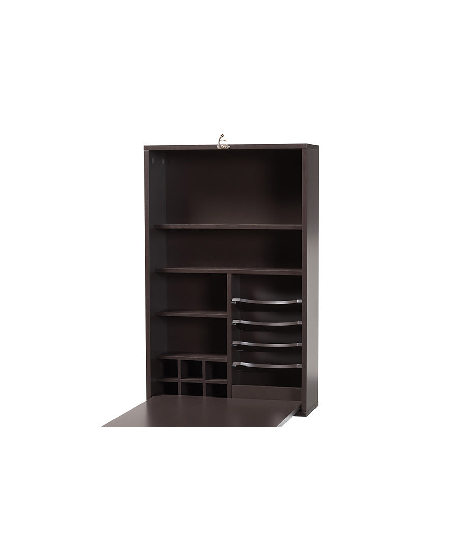 Millard Modern and Contemporary Dark Brown Finished Wood Wall-Mounted Folding Desk