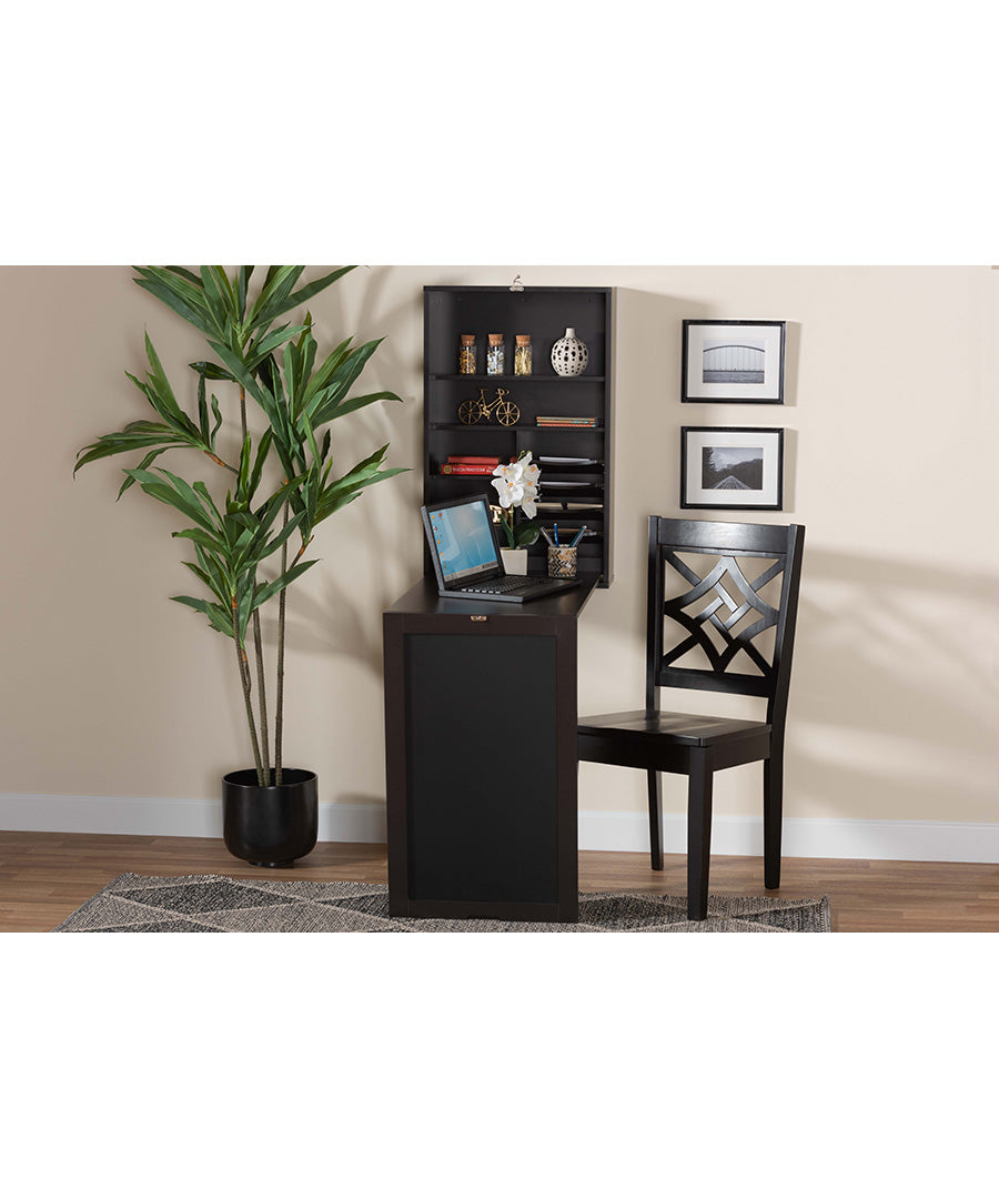 Millard Modern and Contemporary Dark Brown Finished Wood Wall-Mounted Folding Desk