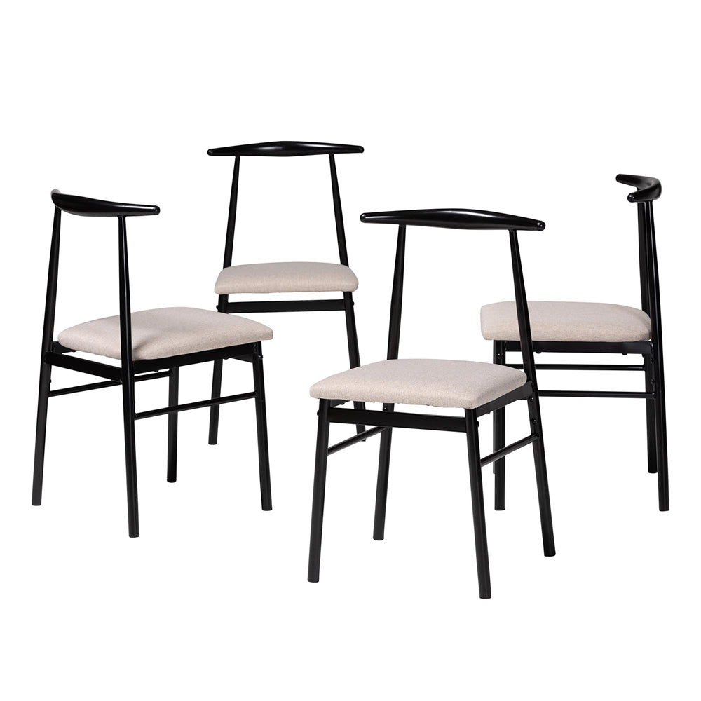 Arnold, Modern Industrial Beige Metal Dining Chairs, Set of 4