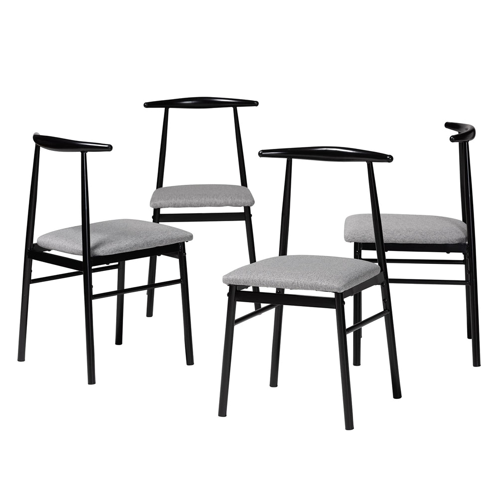 Arnold, Modern Industrial Grey Metal Dining Chairs, Set of 4