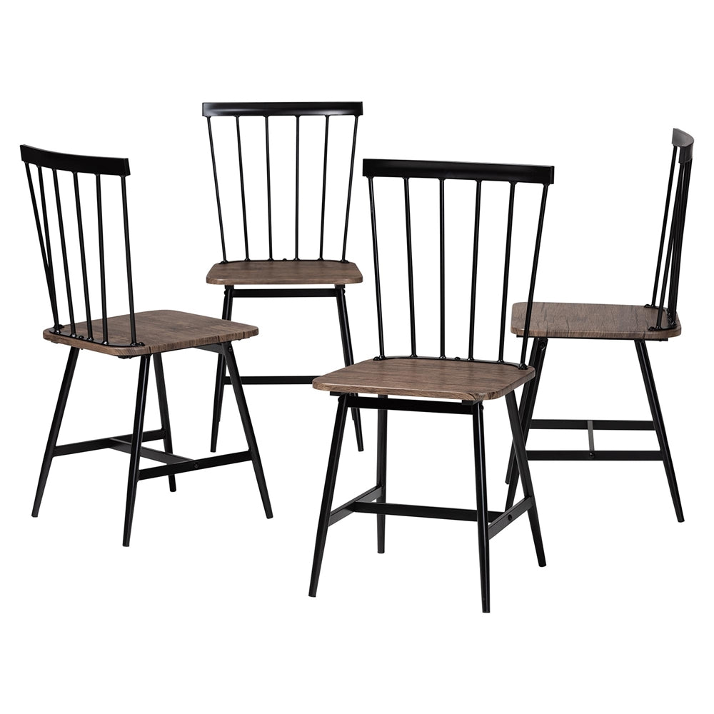 Cardinal, Wood and Metal Dining Chairs, Industrial Look, Set of 4