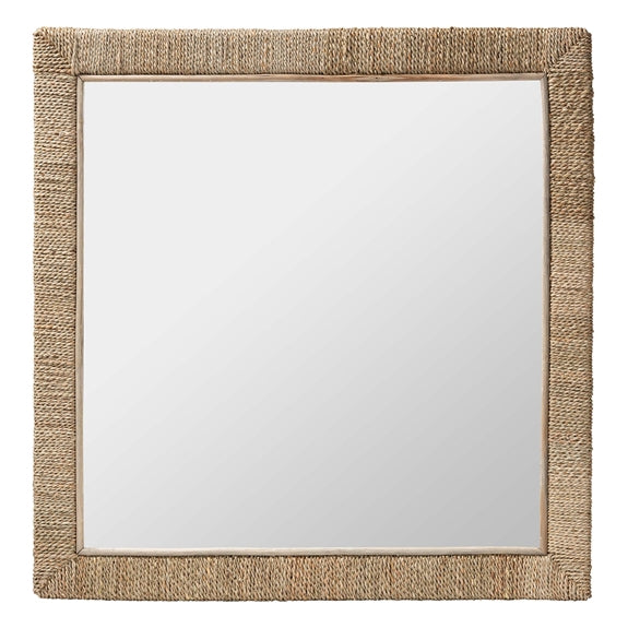 Geralyn Japandi Natural Seagrass Square Wall Mirror