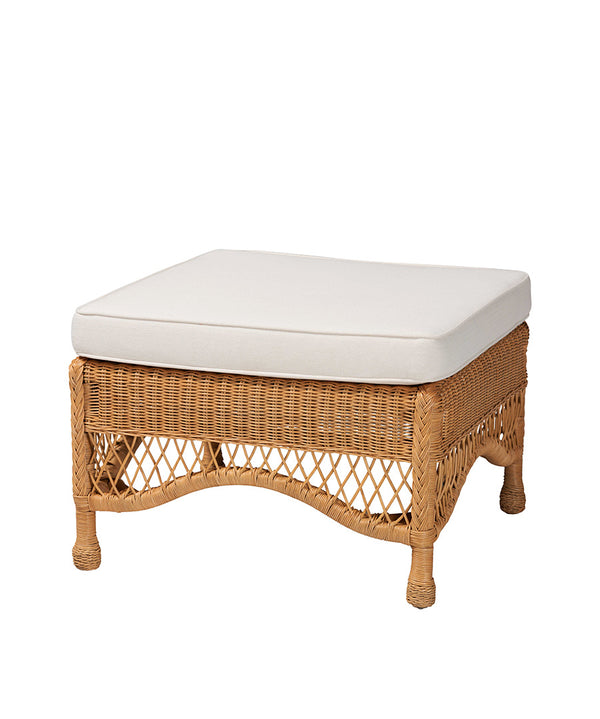 Brooklyn Bohemian Light Honey Braided Rattan Ottoman Stool