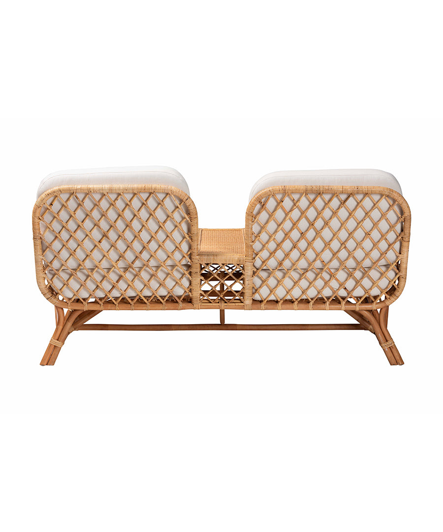 Bali & pari Pakis Bohemian Light Honey Rattan Tete-a-Tete Sofa