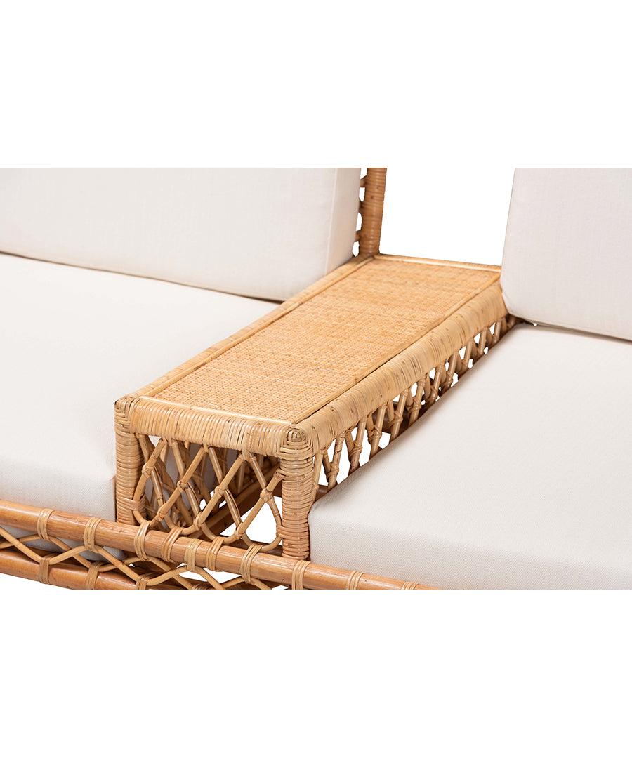 Bali & pari Pakis Bohemian Light Honey Rattan Tete-a-Tete Sofa