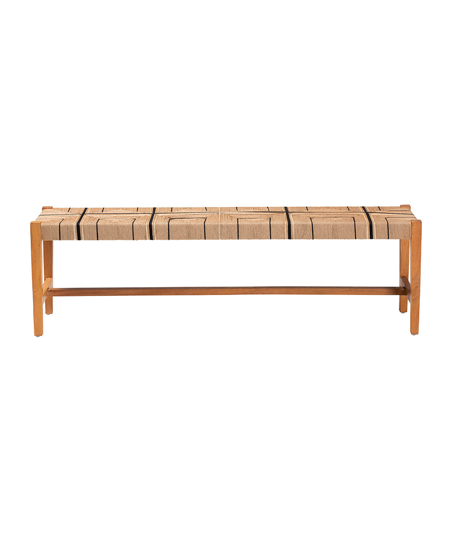 Bali & pari Prita Bohemian Paper Loom and Natural Mahogany Wood Dining Bench