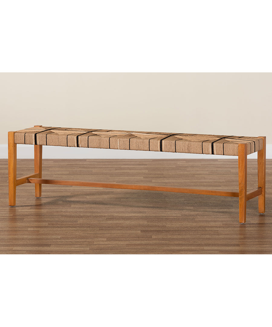 Bali & pari Prita Bohemian Paper Loom and Natural Mahogany Wood Dining Bench