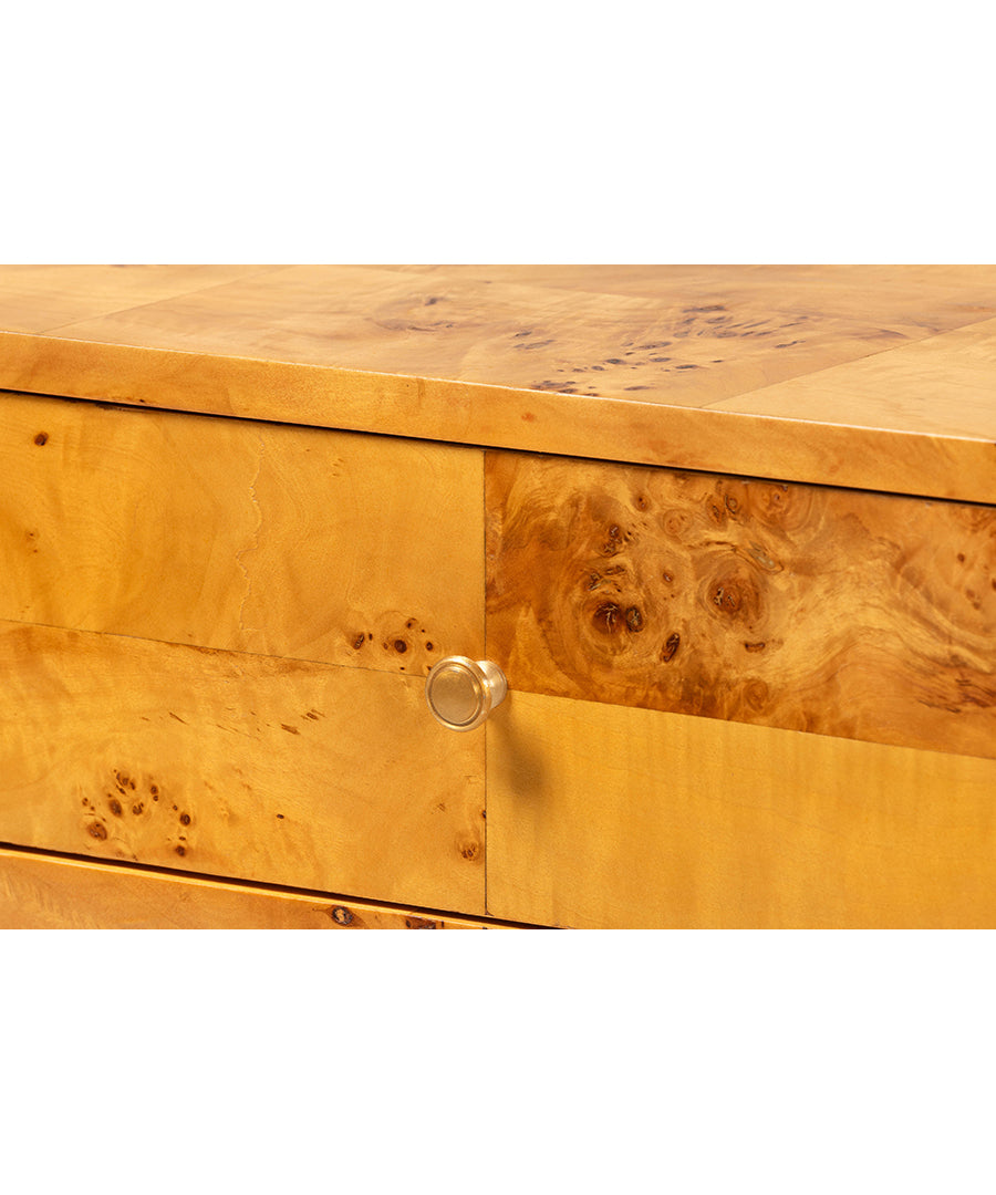 Bali & pari Ghina Modern and Contemporary Natural Light Mappa Burl Wood 2-Drawer Console Table