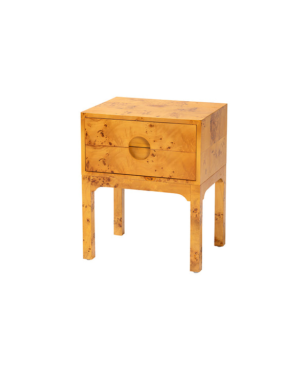 Bali & Pari Kayla Modern and Contemporary Natural Light Mappa Burl Wood 2-Drawer Nightstand