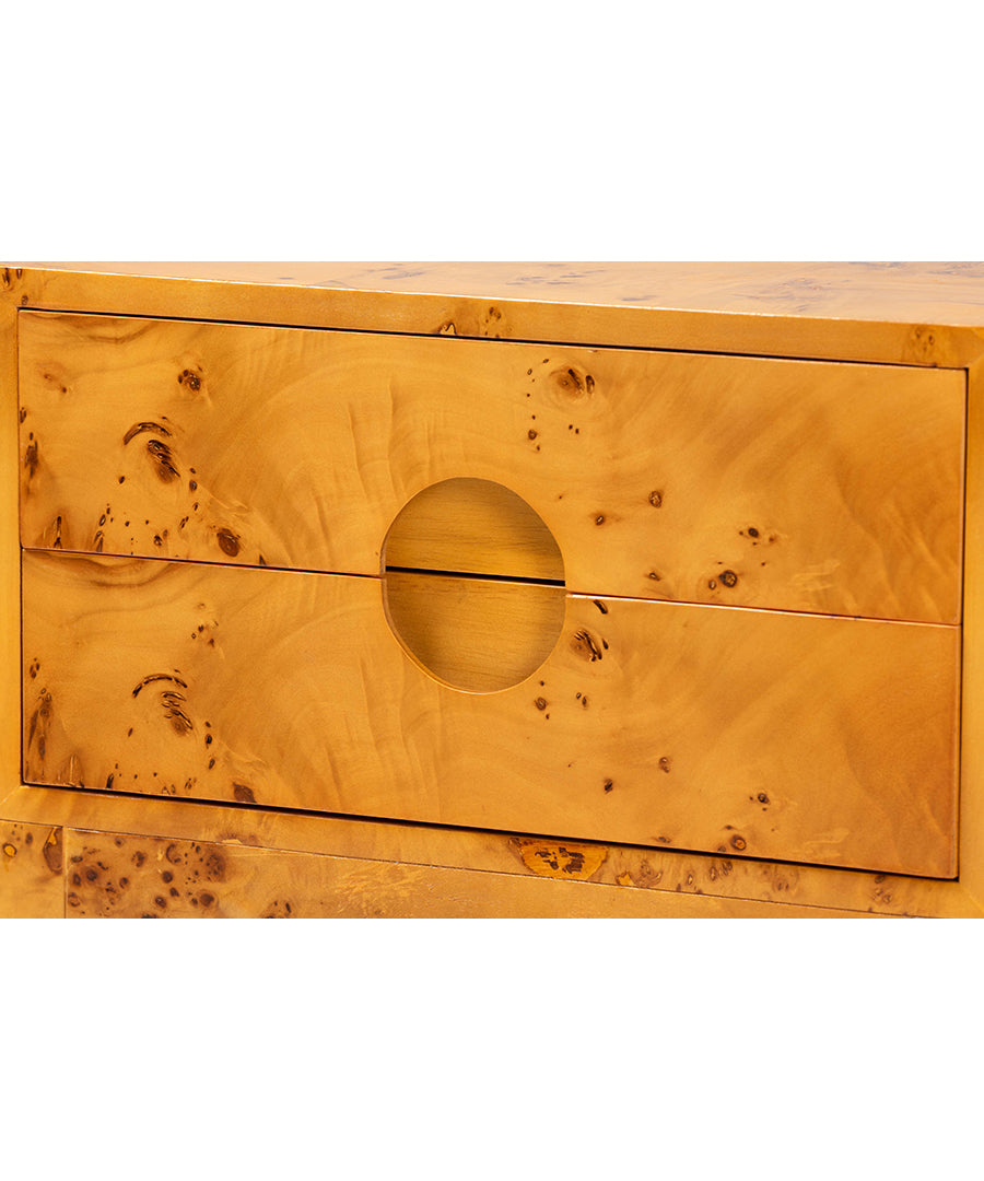 Bali & pari Kayla Modern and Contemporary Natural Light Mappa Burl Wood 2-Drawer Nightstand