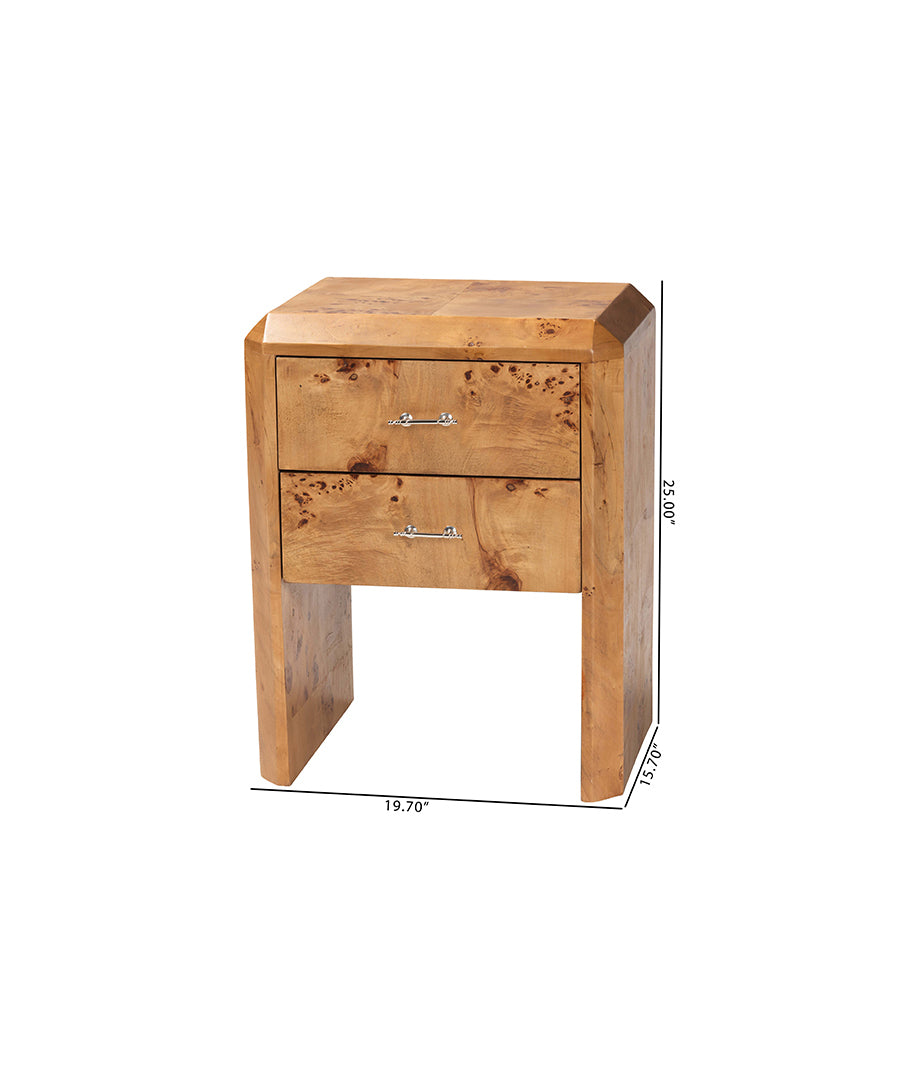 Bali & pari Nebu Modern and Contemporary Natural Mappa Burl Wood Nightstand