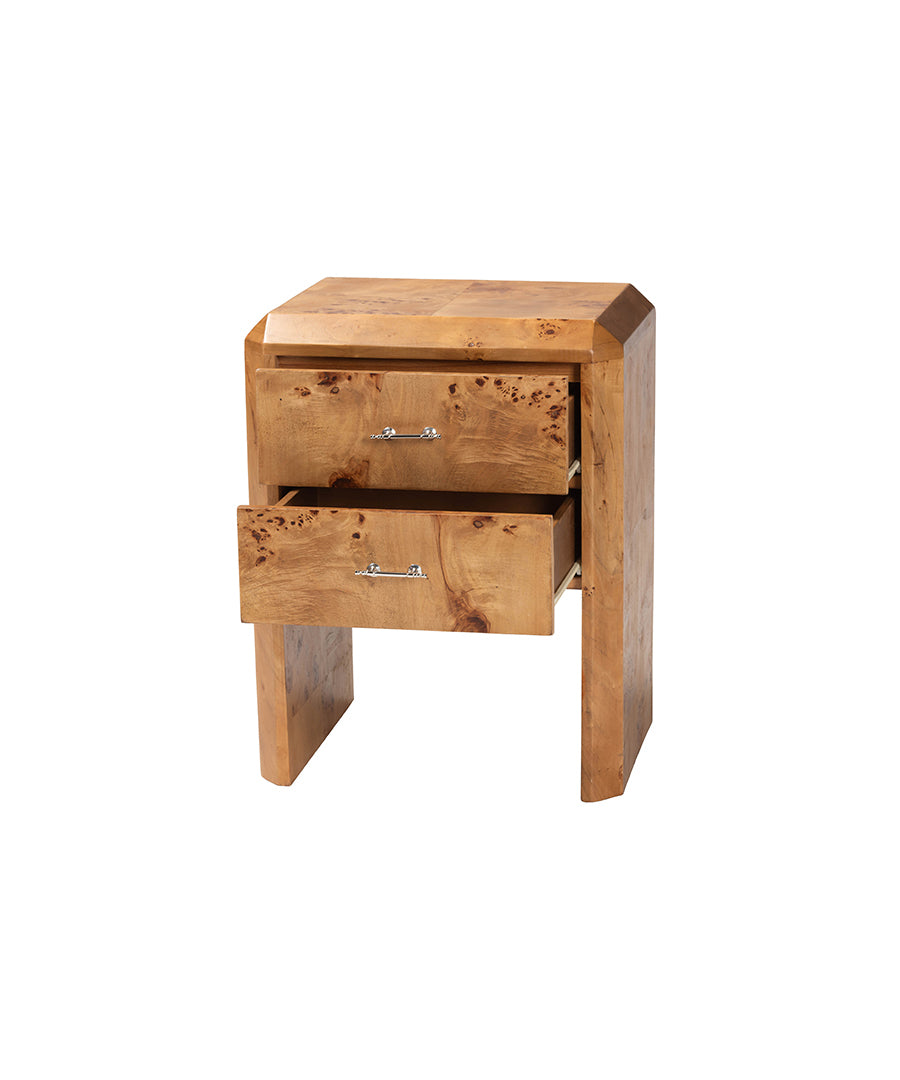 Bali & pari Nebu Modern and Contemporary Natural Mappa Burl Wood Nightstand