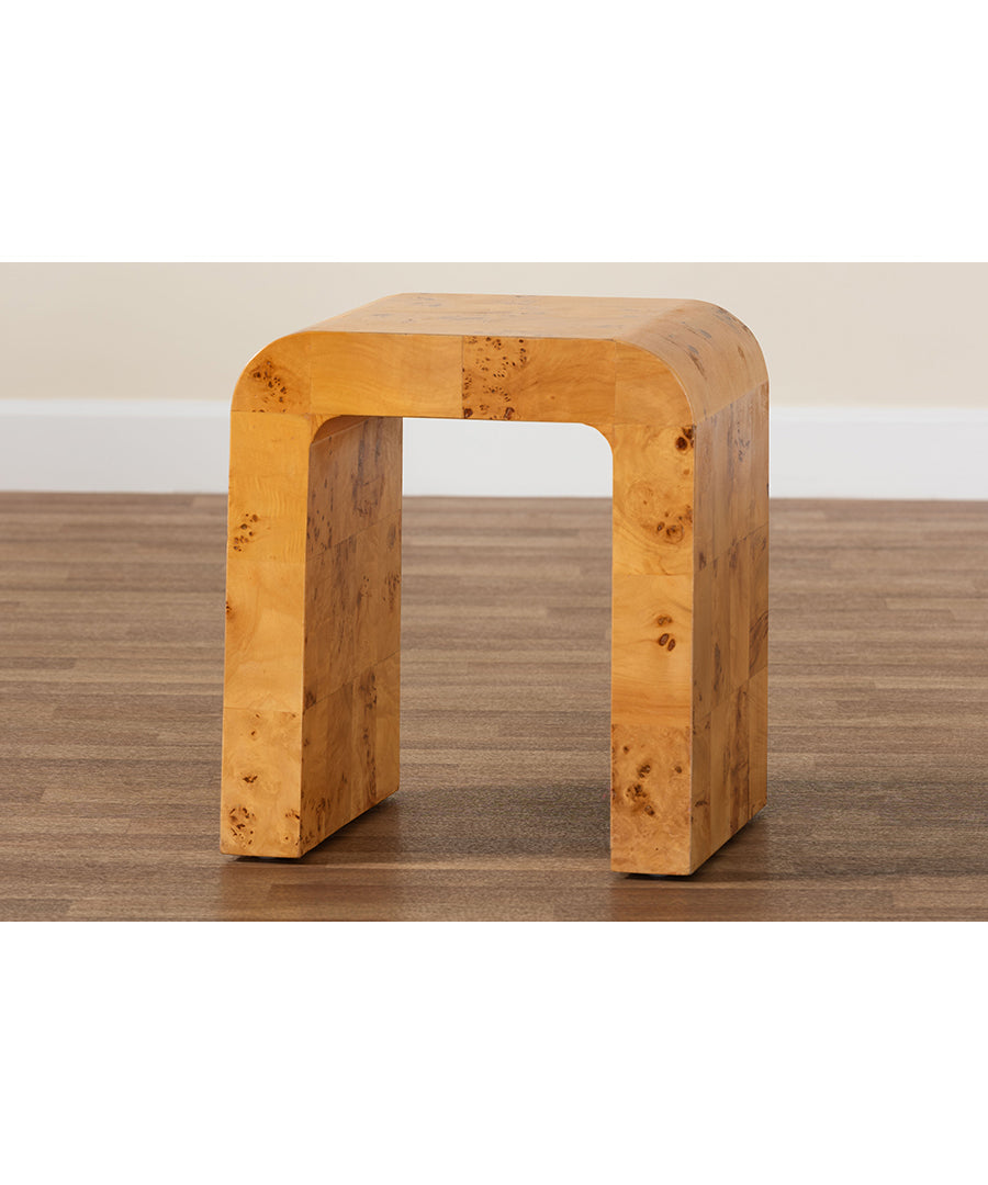 Bali & pari Revelle Modern and Contemporary Natural Light Mappa Burl Wood End Table