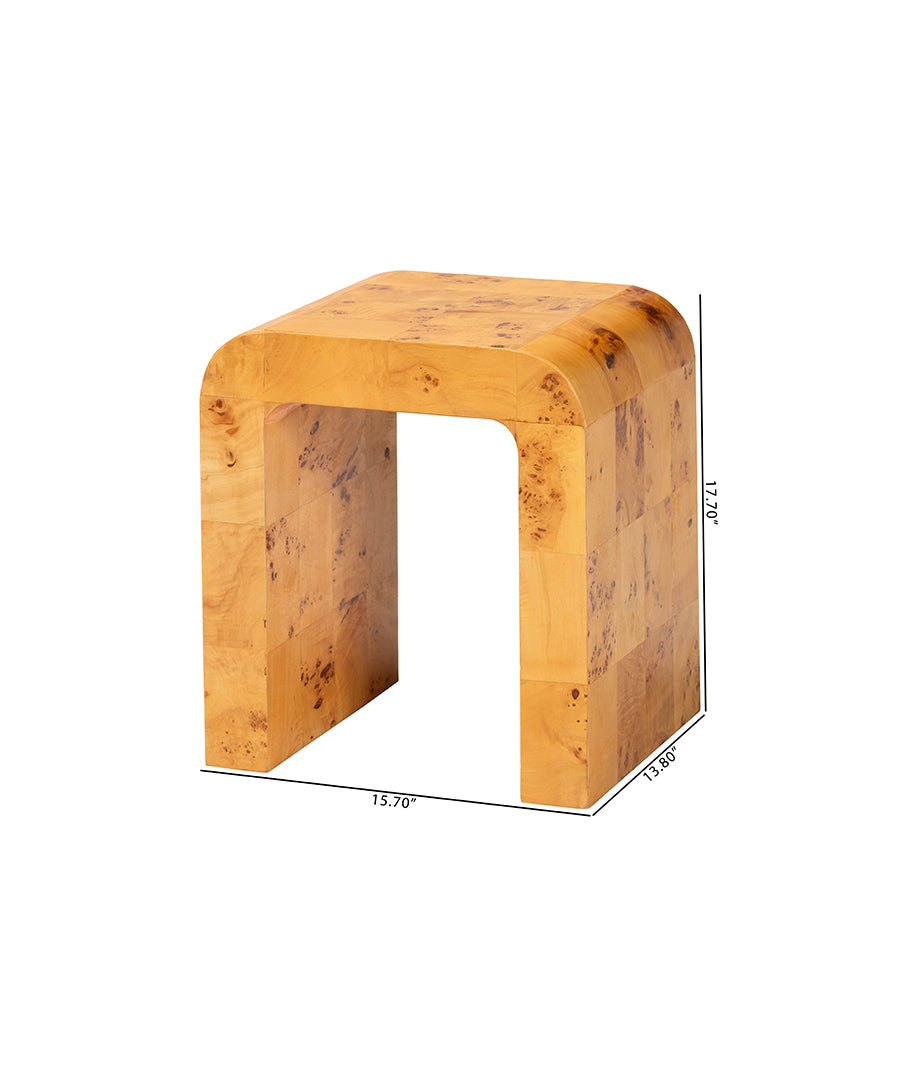 Bali & pari Revelle Modern and Contemporary Natural Light Mappa Burl Wood End Table