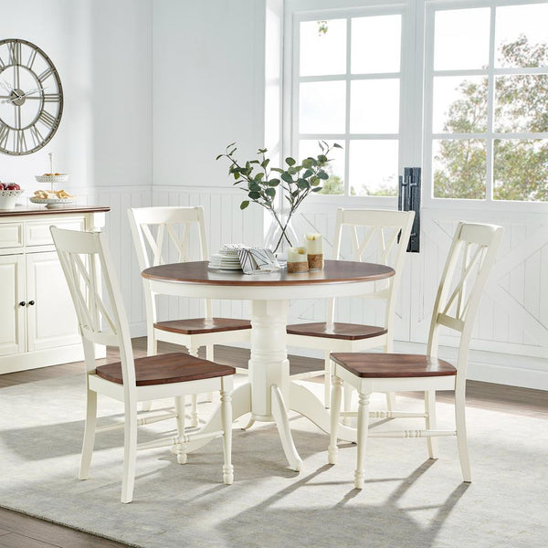 Shelby 5Pc Round Dining Set White - Table, 4 Chairs - Lacasademartha 