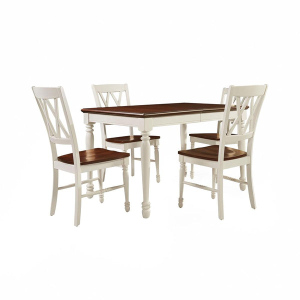 Shelby 5Pc Dining Set Distressed White - Table & 4 Chairs