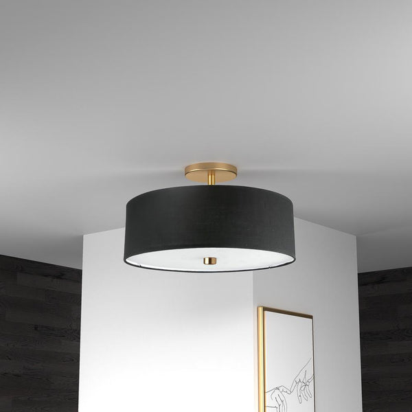 3LT Incandescent Semi-Flush AGB, Black Shade