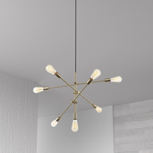 7LT Incandescent Adjustable Pendant, Aged Brass - Lacasademartha 