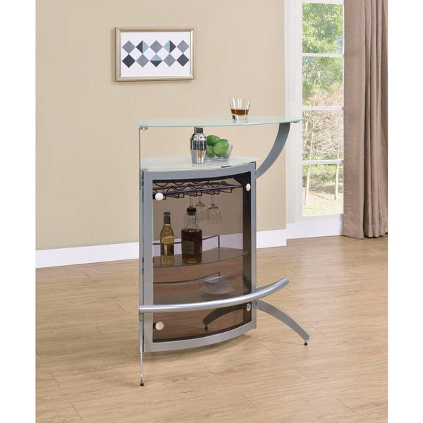 Dallas, 2-Shelf Contemporary Bar Unit With Frosted Glass Tops