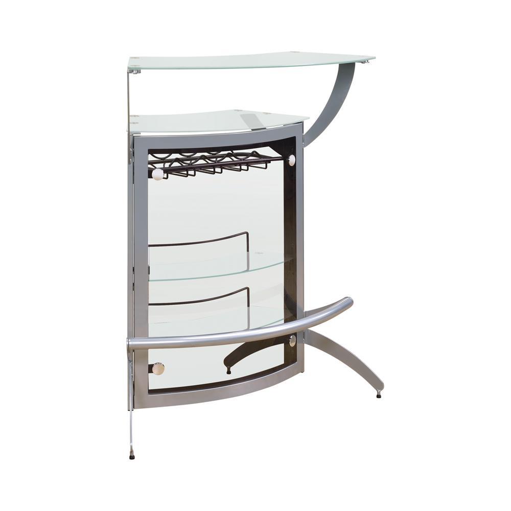 Dallas, 2-Shelf Contemporary Bar Unit With Frosted Glass Tops