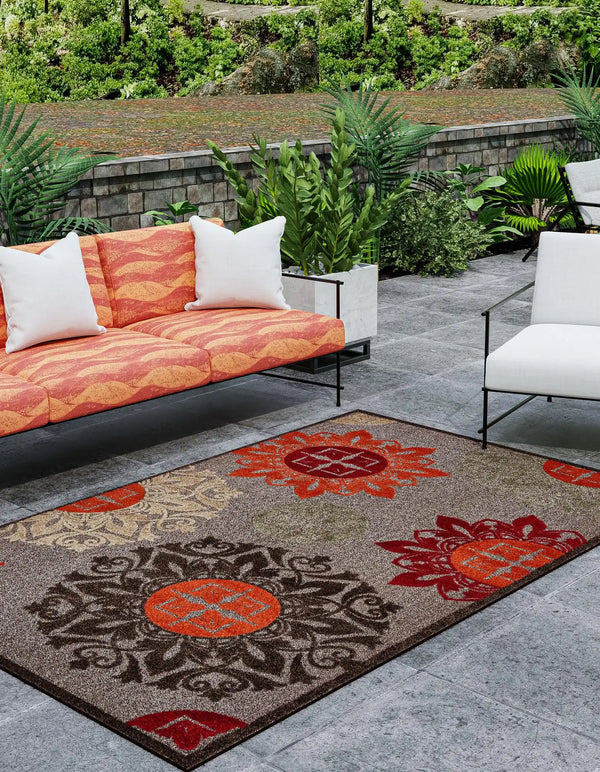 Brown Flowered Rug - Lacasademartha