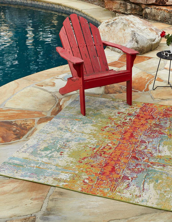 Multi 5' 3 x 8' Outdoor Modern Rectangle Rug