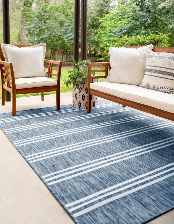 Blue 5' 3 x 8' Jill Zarin Outdoor Rectangle Rug