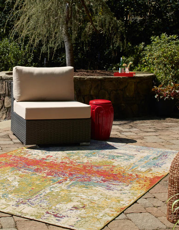 Multi 7' x 10' Outdoor Modern Rectangle Rug