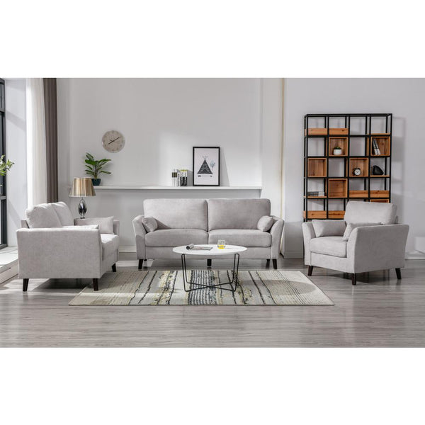 Damian Light Gray Velvet Fabric Sofa Loveseat Chair Living Room Set - Lacasademartha