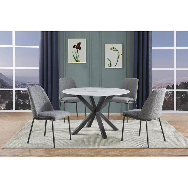 5pc round marble wrap glass top dining set - Lacasademartha