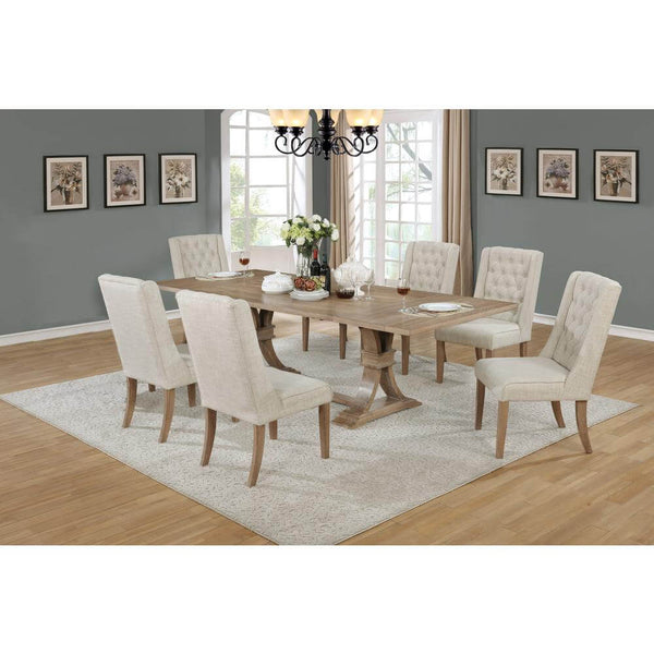 7 Piece Dining Set Extendable w/2 Side Leaves Extension & 6 Chairs - Lacasademartha