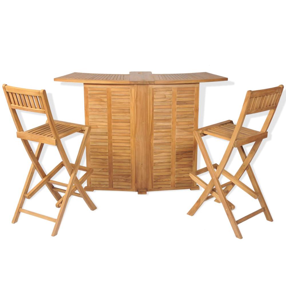 vidaXL 3 Piece Bistro Set with Folding Chairs Solid Teak Wood 3805