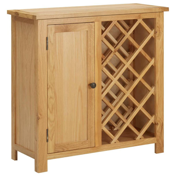 Solid Oak Wine Cabinet for 11 Bottles, Natural Finish