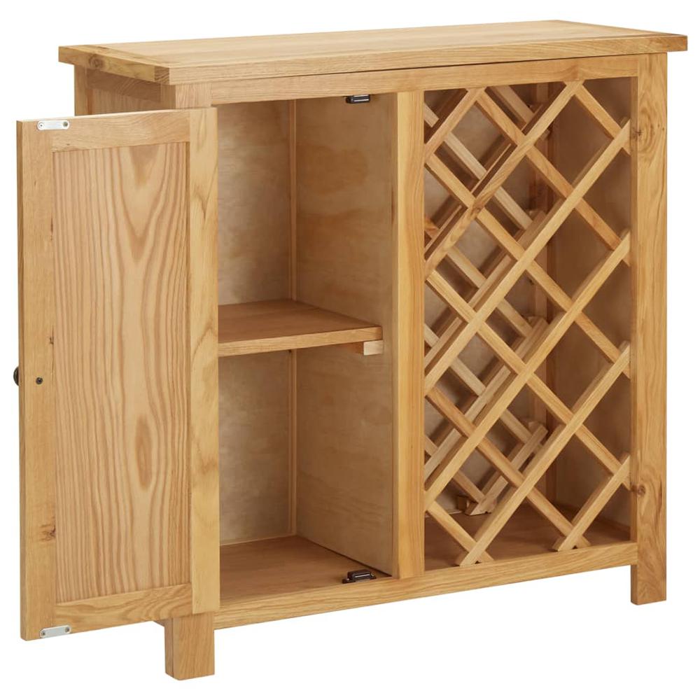 vidaXL, Solid Oak Wine Cabinet for 11 Bottles, Natural Finish