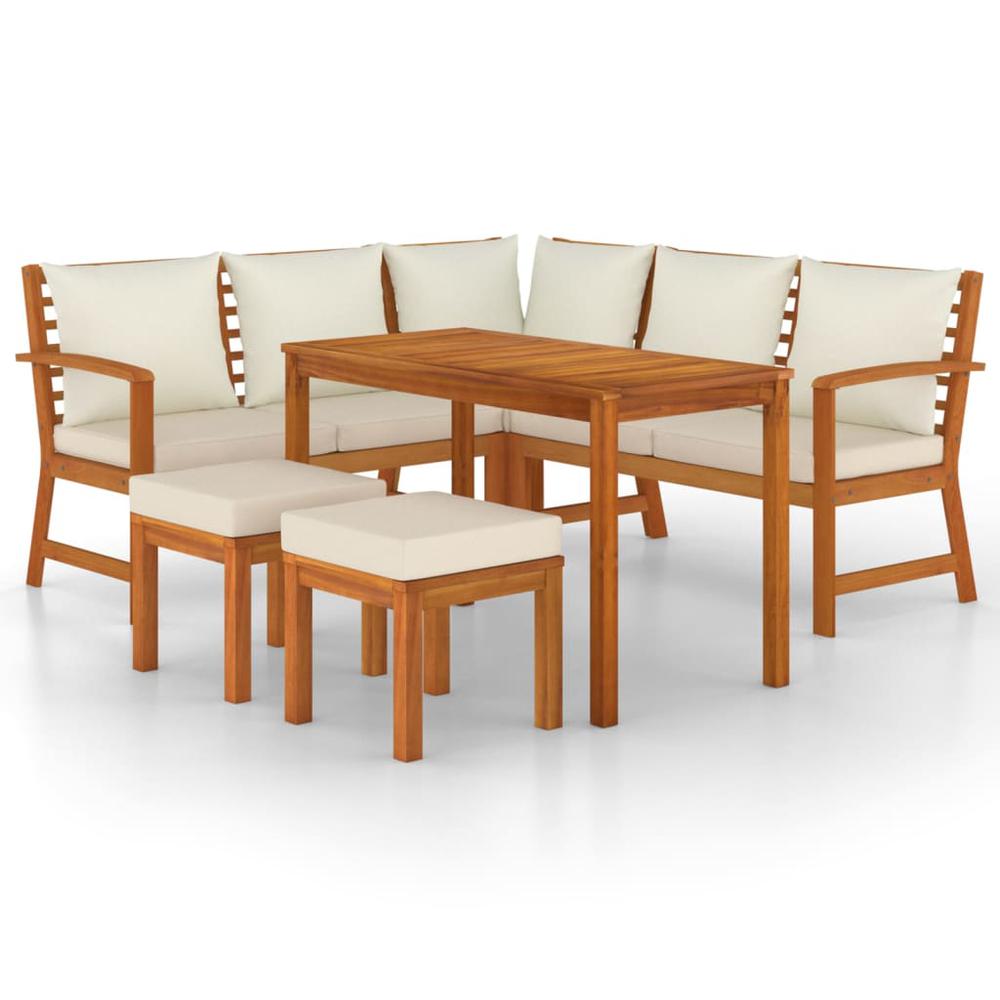 6 Piece Patio Dining Set with Cushions Solid Wood Acacia