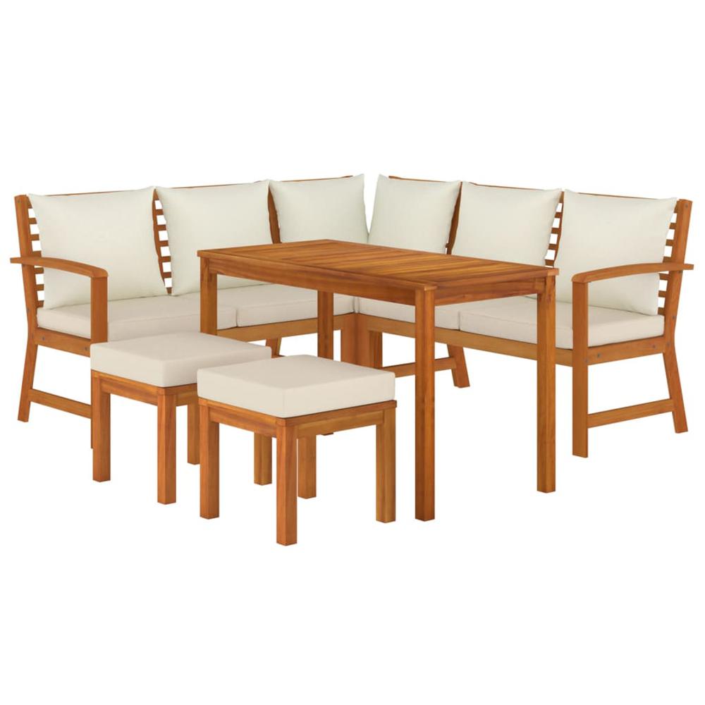 6 Piece Patio Dining Set with Cushions Solid Wood Acacia