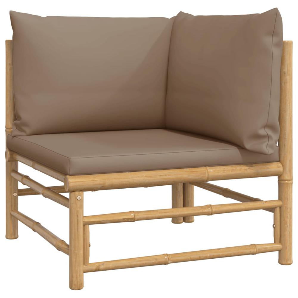 8 Piece Patio Lounge Set with Taupe Cushions Bamboo