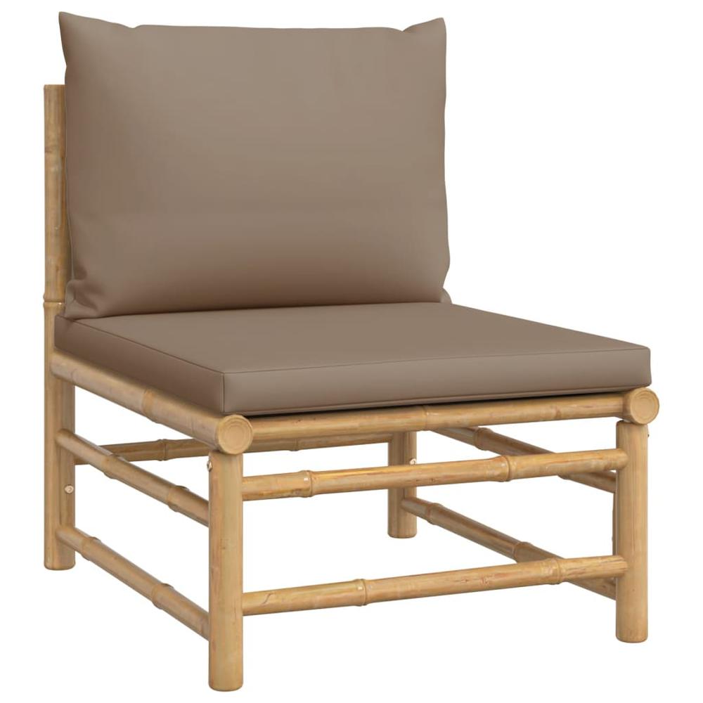 8 Piece Patio Lounge Set with Taupe Cushions Bamboo