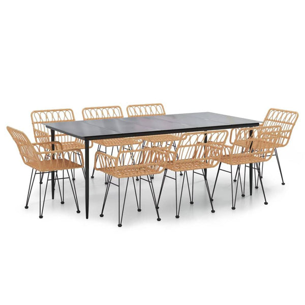 9 Piece Patio Dining Set Poly Rattan