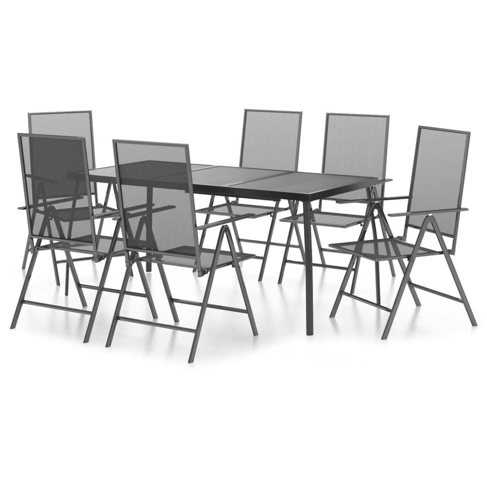 7 Piece Patio Dining Set Anthracite Steel