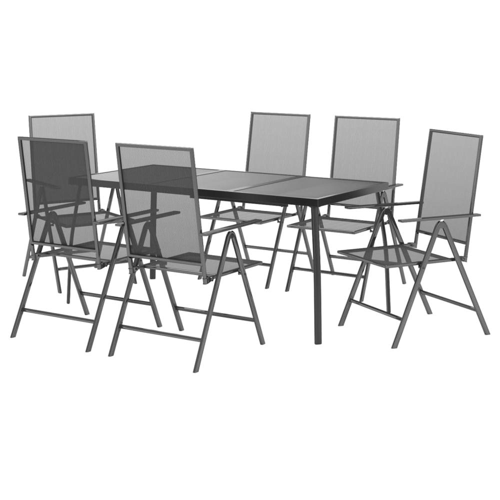 7 Piece Patio Dining Set Anthracite Steel