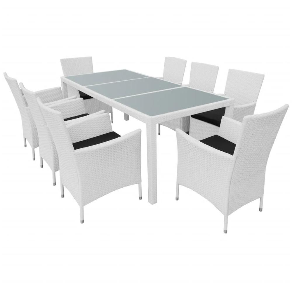 vidaXL 9 Piece Outdoor Dining Set Poly Rattan Cream White, 42500