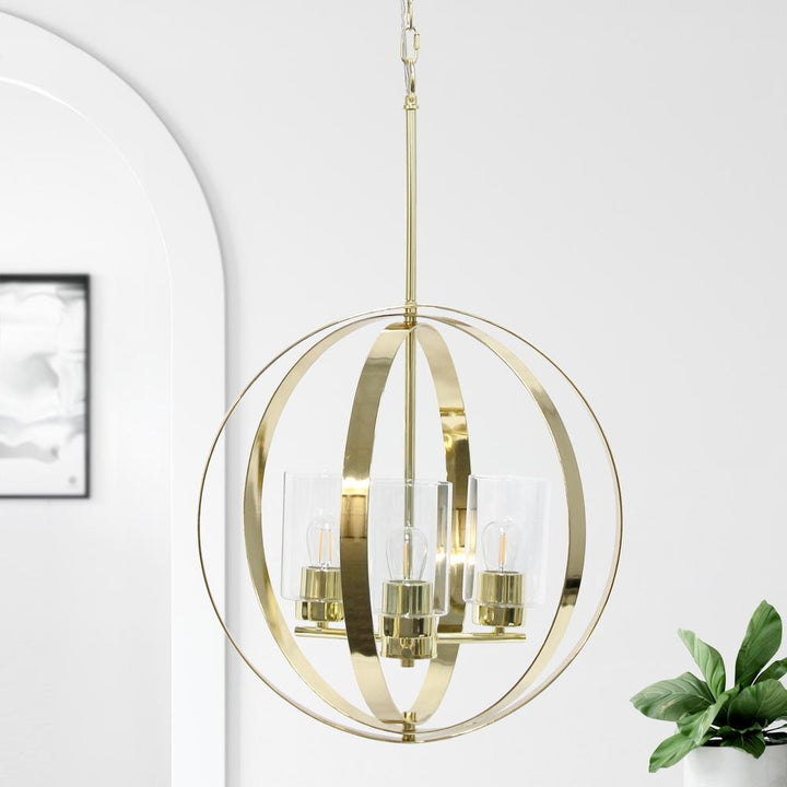 3-Light Metal Clear Hanging Ceiling Pendant - Lacasademartha