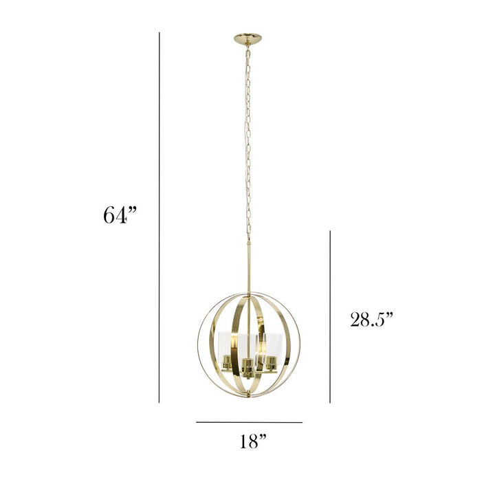 3-Light Metal Clear Hanging Ceiling Pendant - Lacasademartha