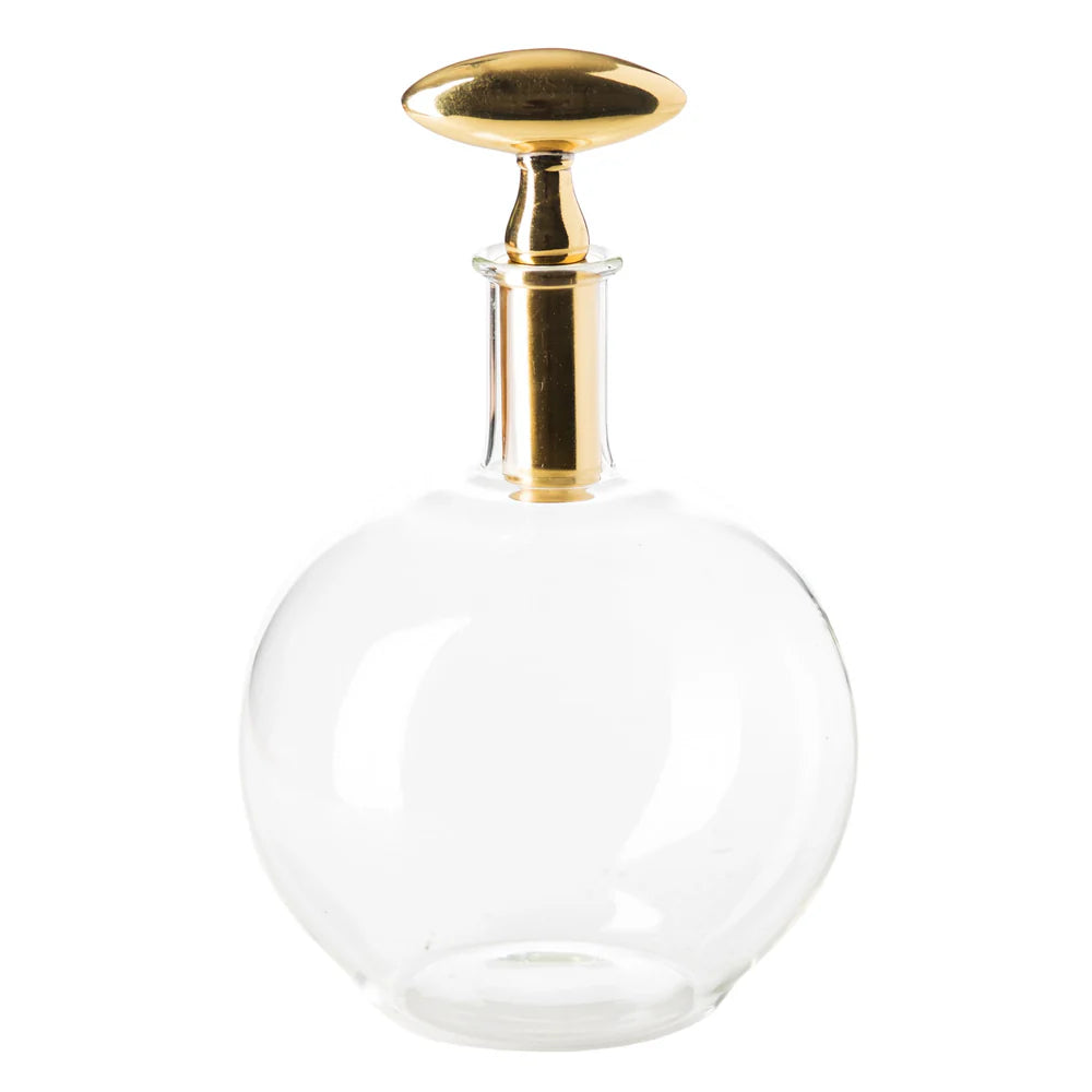 Abigail Chalet Brass Top Decanter, Sphere Shaped