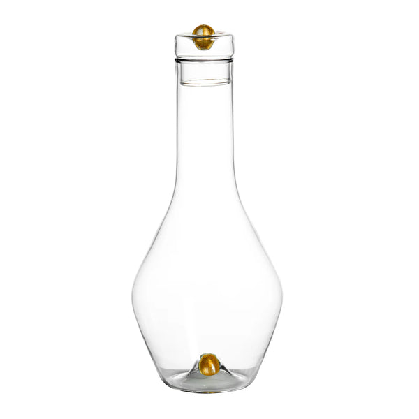 Glass Globe Whiskey Decanter With Gold Ball